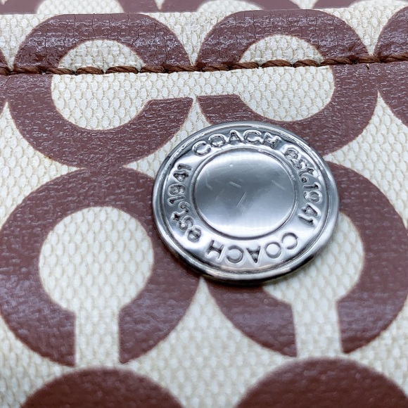 Coach Leah Optic Art Coated Canvas Crossbody Shoulder Bag in Brown Ivory - Picture 10 of 16